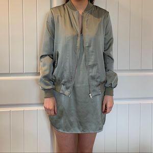 Carli Bybel Satin Bomber Jacket